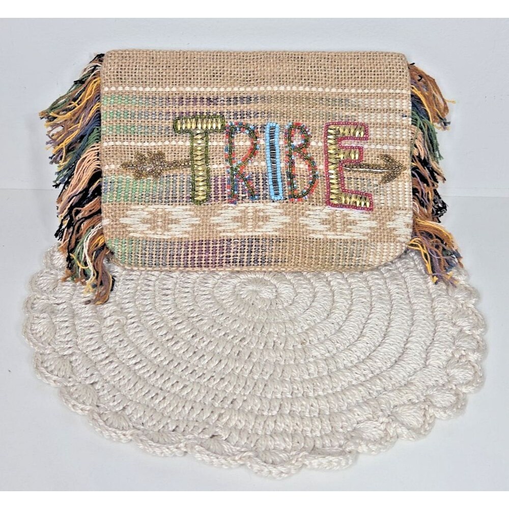 NEW Ale by Alessandra Tribe Beaded Large Clutch with Fringe Detail BOHO FESTIVAL